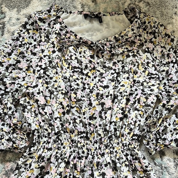 Theory Graphic Silk Drawstring Mini Dress - Picture 3 of 10